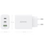 Aisens Cargador de Pared GaN 67W con 2x USB-C y 1x USB-A - Blanco